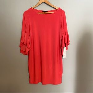 TIANA B sheath dress with bell flutter sleeves